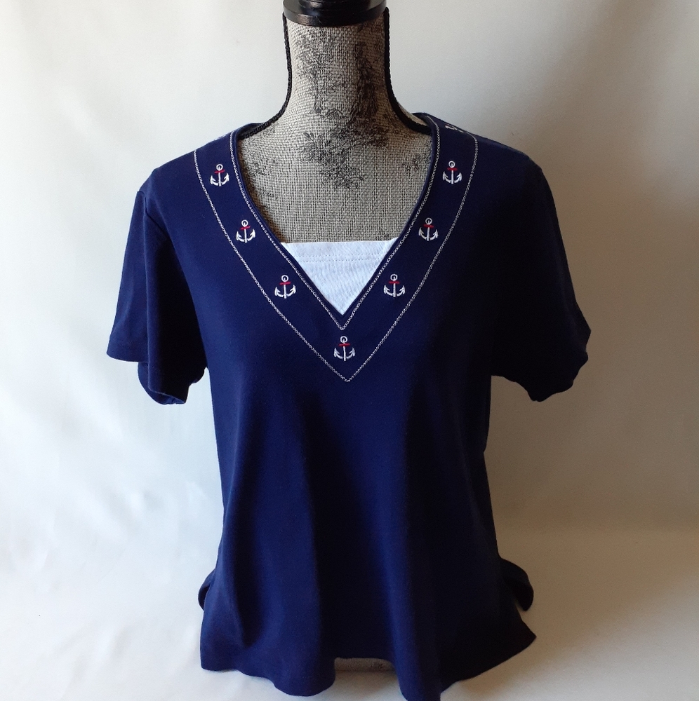 Cathy Daniels women's navy short sleeve top